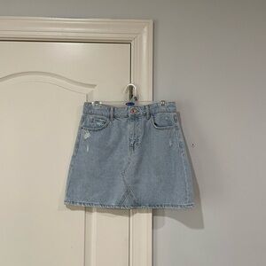 Zara light blue denim skirt